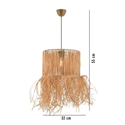 Lustră suspendată pe cablu NESS 1xE27/40W/230V, din rafie