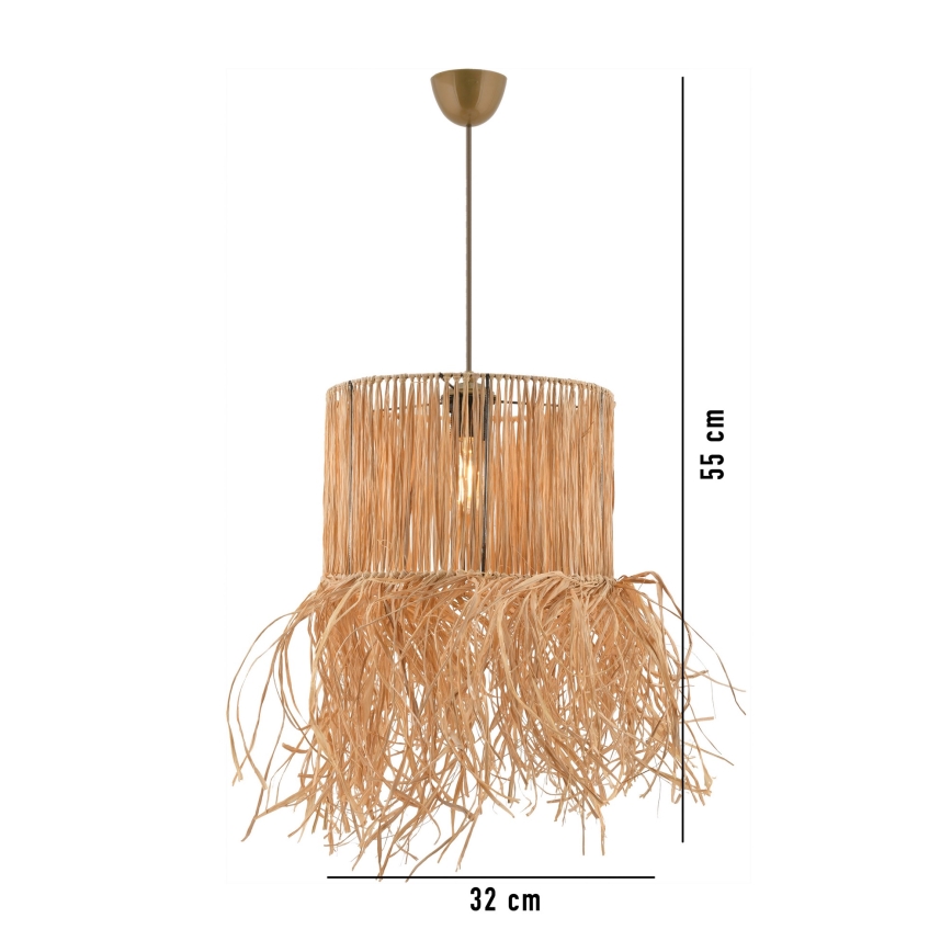 Lustră suspendată pe cablu NESS 1xE27/40W/230V, din rafie