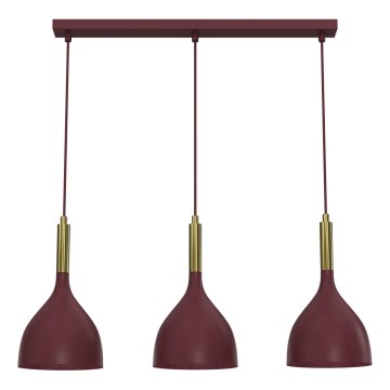 Lustră suspendată pe cablu NOAK 3xE27/15W/230V vișinie