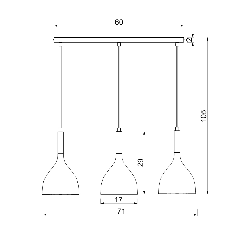 Lustră suspendată pe cablu NOAK 3xE27/15W/230V vișinie