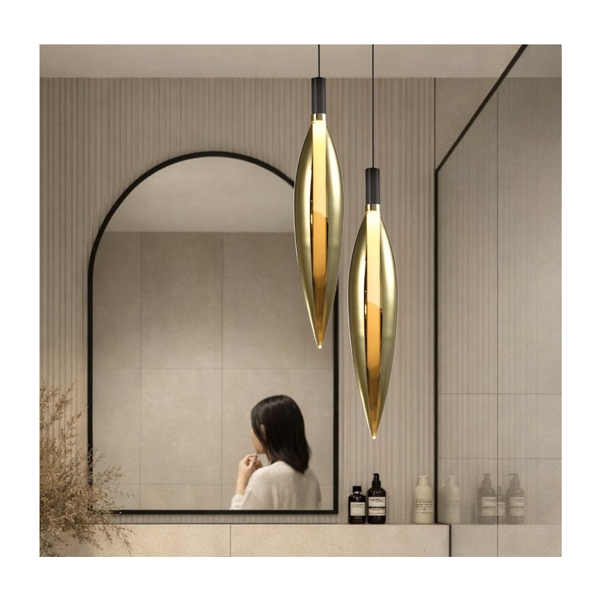 Lustră suspendată pe cablu NORDIC, 1xG9/5W/230V, negru/auriu