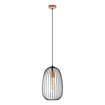 Lustră suspendată pe cablu OVELLA, 1xE27/15W/230V, diametru 25 cm, negru/pin