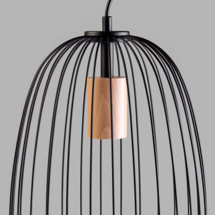 Lustră suspendată pe cablu OVELLA, 1xE27/15W/230V, diametru 25 cm, negru/pin