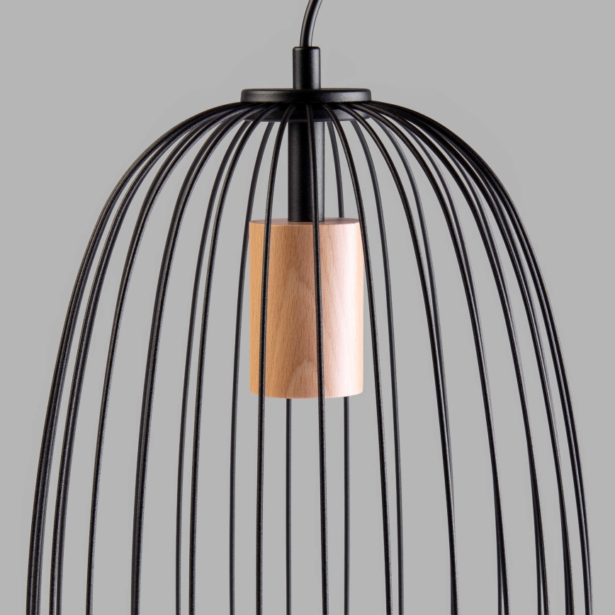 Lustră suspendată pe cablu OVELLA, 1xE27/15W/230V, diametru 25 cm, negru/pin