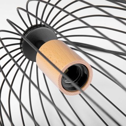 Lustră suspendată pe cablu OVELLA, 1xE27/15W/230V, diametru 25 cm, negru/pin