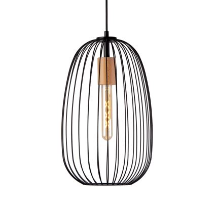 Lustră suspendată pe cablu OVELLA, 1xE27/15W/230V, diametru 25 cm, negru/pin