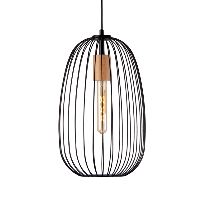 Lustră suspendată pe cablu OVELLA, 1xE27/15W/230V, diametru 25 cm, negru/pin