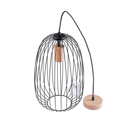 Lustră suspendată pe cablu OVELLA, 1xE27/15W/230V, diametru 25 cm, negru/pin