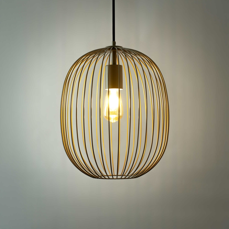 Lustră suspendată pe cablu OVELLA 1xE27/15W/230V Ø 34 cm bej