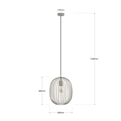 Lustră suspendată pe cablu OVELLA 1xE27/15W/230V Ø 34 cm bej