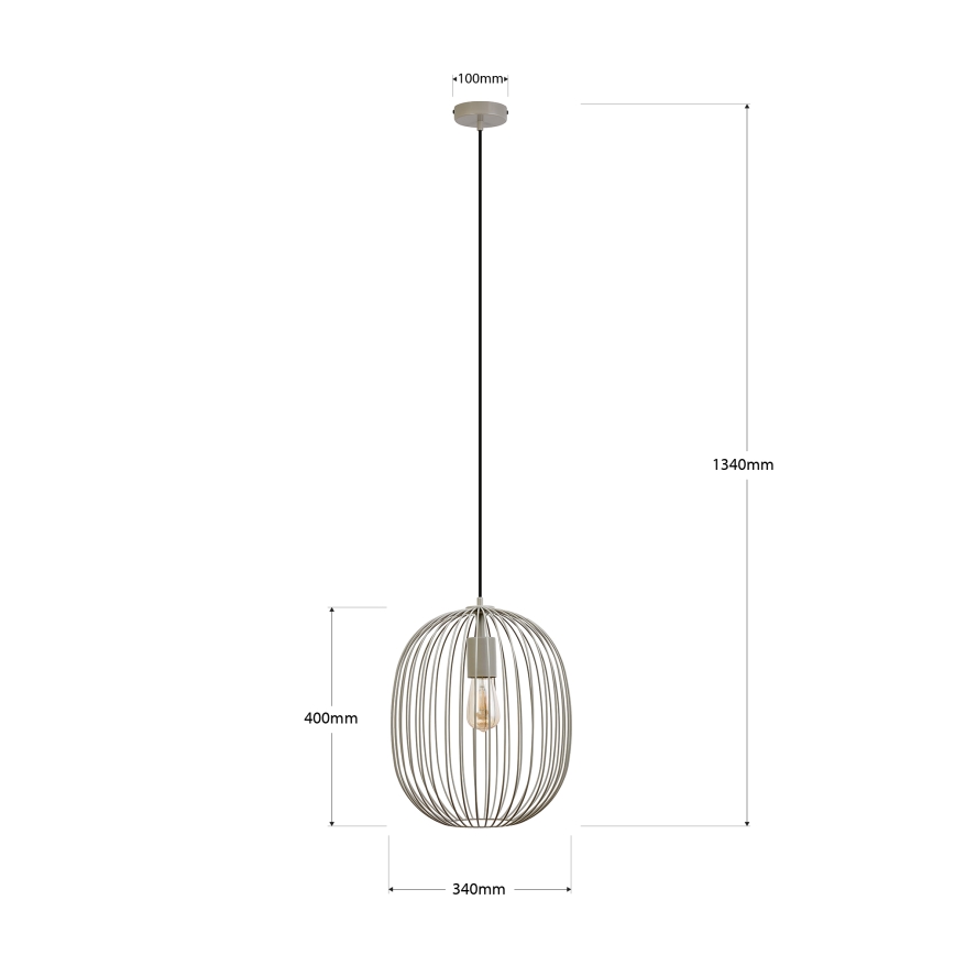 Lustră suspendată pe cablu OVELLA 1xE27/15W/230V Ø 34 cm bej