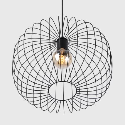 Lustră suspendată pe cablu OVELLA 1xE27/15W/230V Ø 46 cm negru