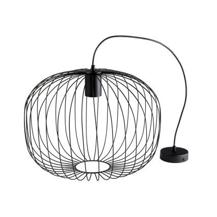 Lustră suspendată pe cablu OVELLA 1xE27/15W/230V Ø 46 cm negru