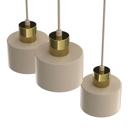 Lustră suspendată pe cablu PARKLA, 3 x E27, max. 15 W, 230 V, bej/auriu
