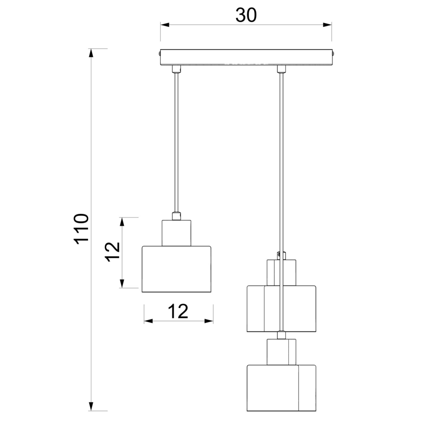 Lustră suspendată pe cablu PARKLA, 3 x E27, max. 15 W, 230 V, bej/auriu