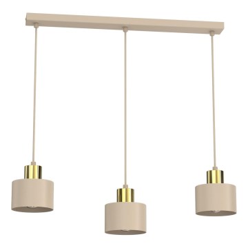 Lustră suspendată pe cablu PARKLA 3xE27/15W/230V bej/auriu