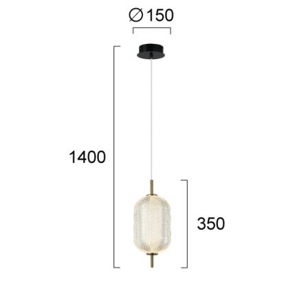 Lustră suspendată pe cablu PELLUCID LED/11W/230V auriu/transparent