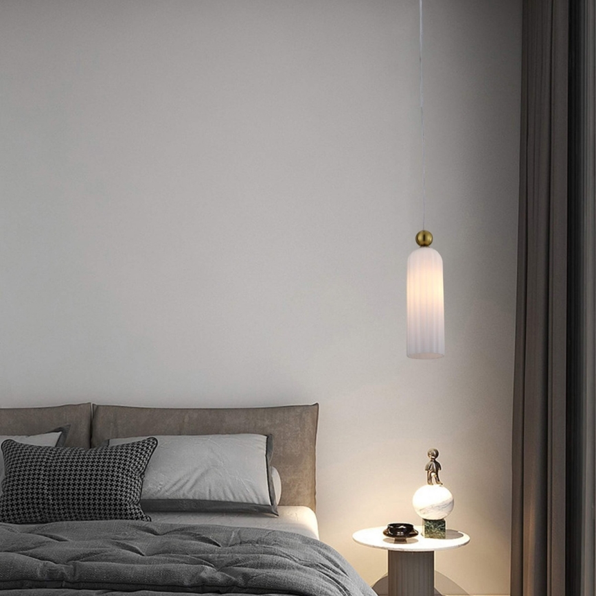 Lustră suspendată pe cablu PIEGA 1xE14/40W/230V alamă/albă