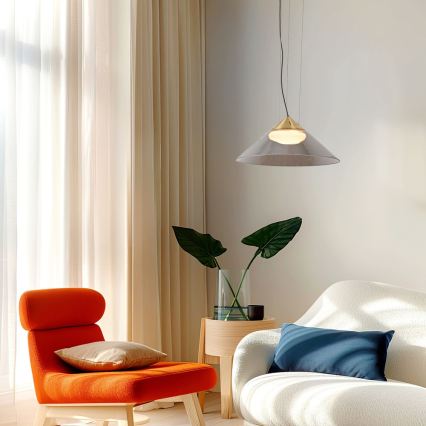 Lustră suspendată pe cablu PRESTO 1xGX53/10W/230V Ø 34 cm, auriu/gri fumuriu