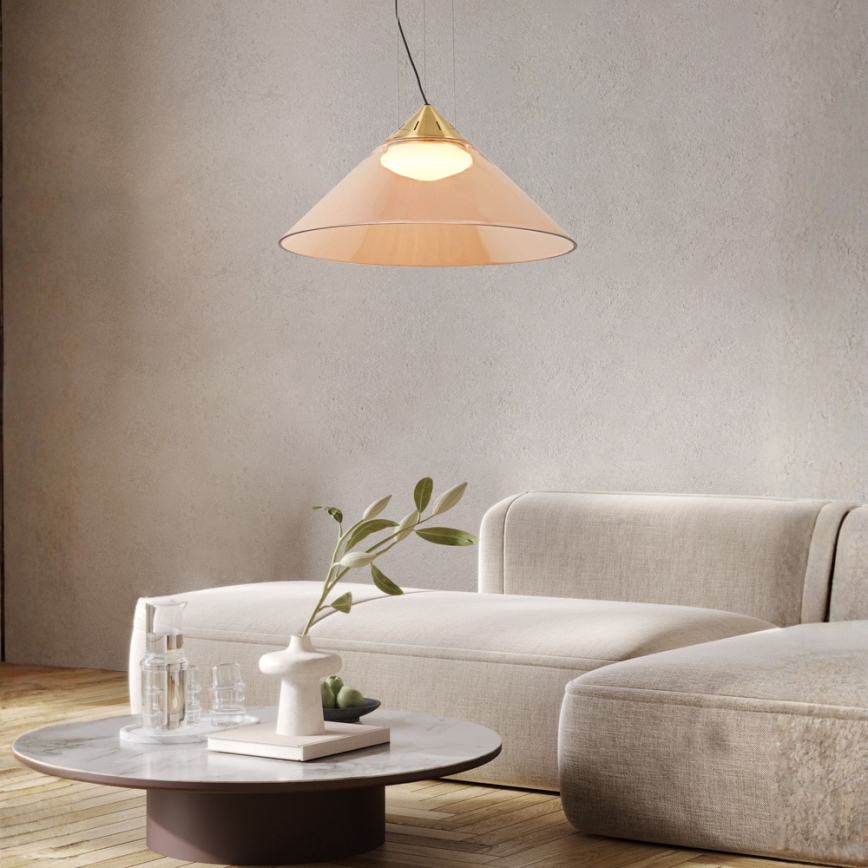 Lustră suspendată pe cablu PRESTO 1xGX53/10W/230V Ø 42 cm auriu/bej fumuriu