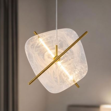 Lustră suspendată pe cablu RELAX LED/15W/230V auriu/alb