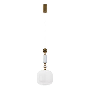 Lustră suspendată pe cablu ROYAL, 1xE27/15W/230V, auriu/alb