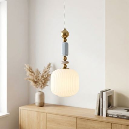 Lustră suspendată pe cablu ROYAL, 1xE27/15W/230V, auriu/alb