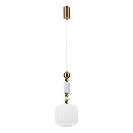 Lustră suspendată pe cablu ROYAL, 1xE27/15W/230V, auriu/alb
