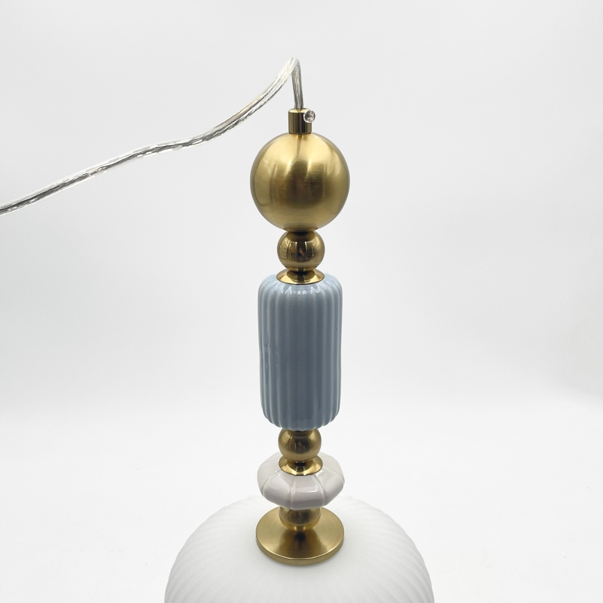 Lustră suspendată pe cablu ROYAL, 1xE27/15W/230V, auriu/alb