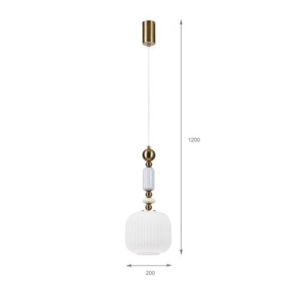 Lustră suspendată pe cablu ROYAL, 1xE27/15W/230V, auriu/alb