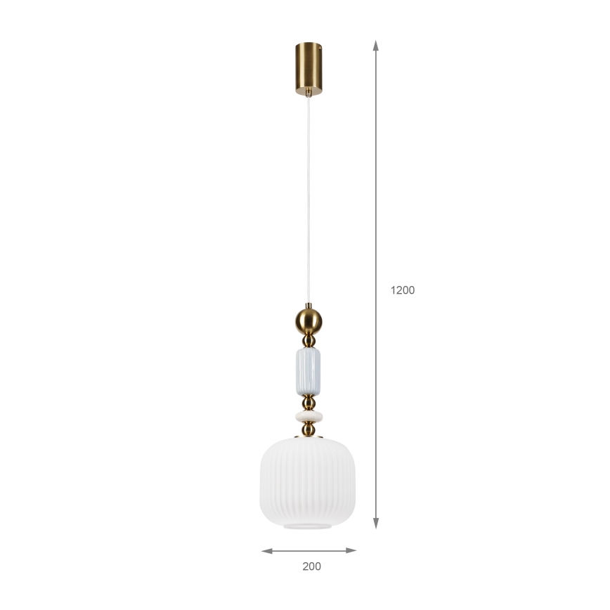 Lustră suspendată pe cablu ROYAL, 1xE27/15W/230V, auriu/alb