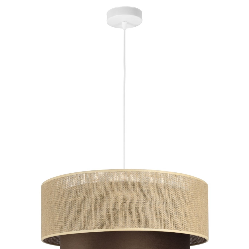 Lustră suspendată pe cablu SARTA 1xE27/60W/230V Ø 45 cm maro/iută