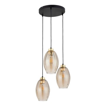 Lustră suspendată pe cablu SEBO 3xE27/15W/230V negru/bej fumuriu