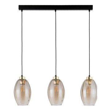 Lustră suspendată pe cablu SEBO, 3xE27/15W/230V, negru/bej fumuriu