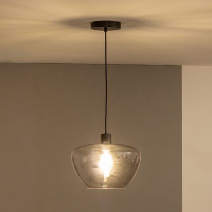Lustră suspendată pe cablu SEVENTIES E27/40W/230V fumuriu/gri