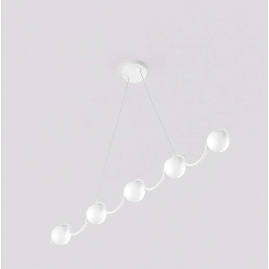 Lustră suspendată pe cablu SINUS, 5xG9/8W/230V, albă