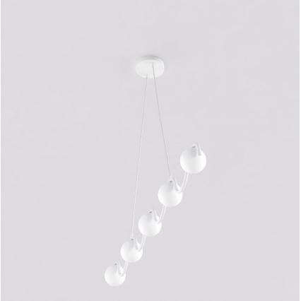 Lustră suspendată pe cablu SINUS, 5xG9/8W/230V, albă