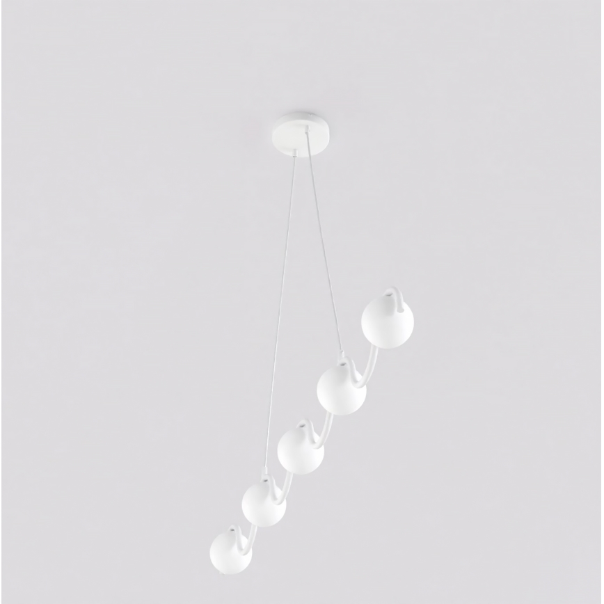 Lustră suspendată pe cablu SINUS, 5xG9/8W/230V, albă