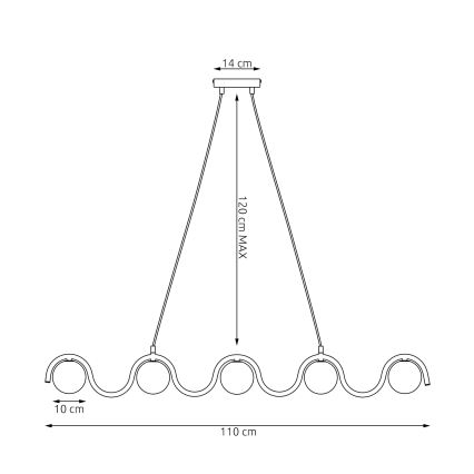Lustră suspendată pe cablu SINUS, 5xG9/8W/230V, albă