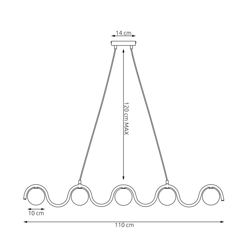Lustră suspendată pe cablu SINUS, 5xG9/8W/230V, albă