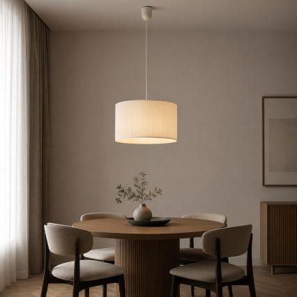 Lustră suspendată pe cablu SIRJA PLISADO 1xE27/15W/230V Ø 35 cm crem