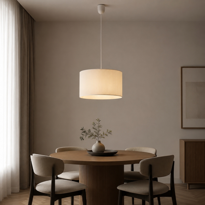 Lustră suspendată pe cablu SIRJA PLISADO 1xE27/15W/230V Ø 35 cm crem