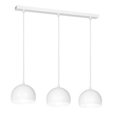 Lustră suspendată pe cablu SOOL, 3x E27/15W/230V, albă