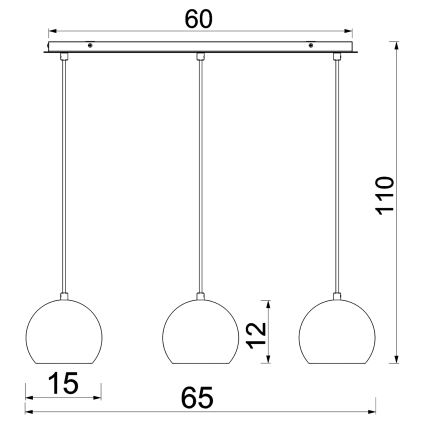 Lustră suspendată pe cablu SOOL, 3x E27/15W/230V, albă
