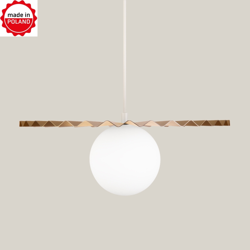 Lustră suspendată pe cablu SUNPLISS 1xG9/10W/230V Ø 35 cm, auriu/crem