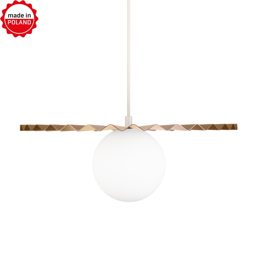 Lustră suspendată pe cablu SUNPLISS 1xG9/10W/230V Ø 35 cm, auriu/crem