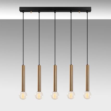 Lustră suspendată pe cablu TEMPO, 5 x E27, 40 W, 230 V, aurie