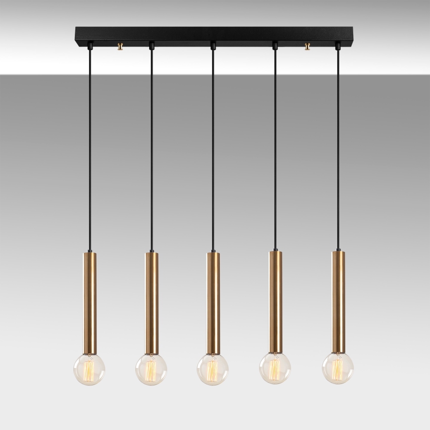 Lustră suspendată pe cablu TEMPO, 5 x E27, 40 W, 230 V, aurie
