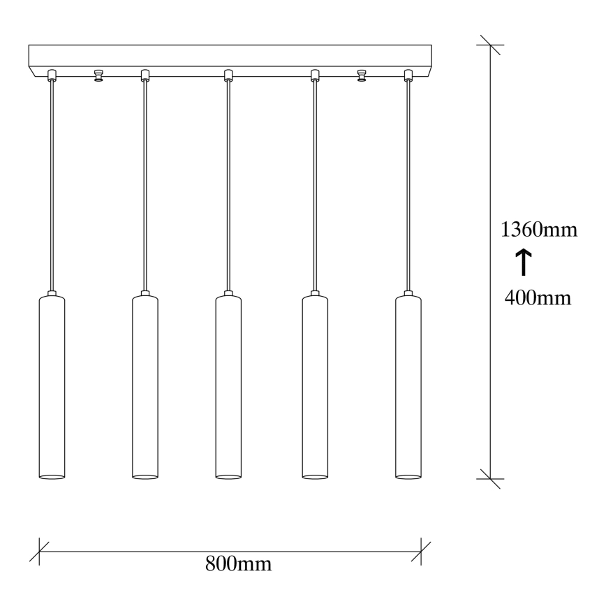 Lustră suspendată pe cablu TEMPO, 5 x E27, 40 W, 230 V, aurie