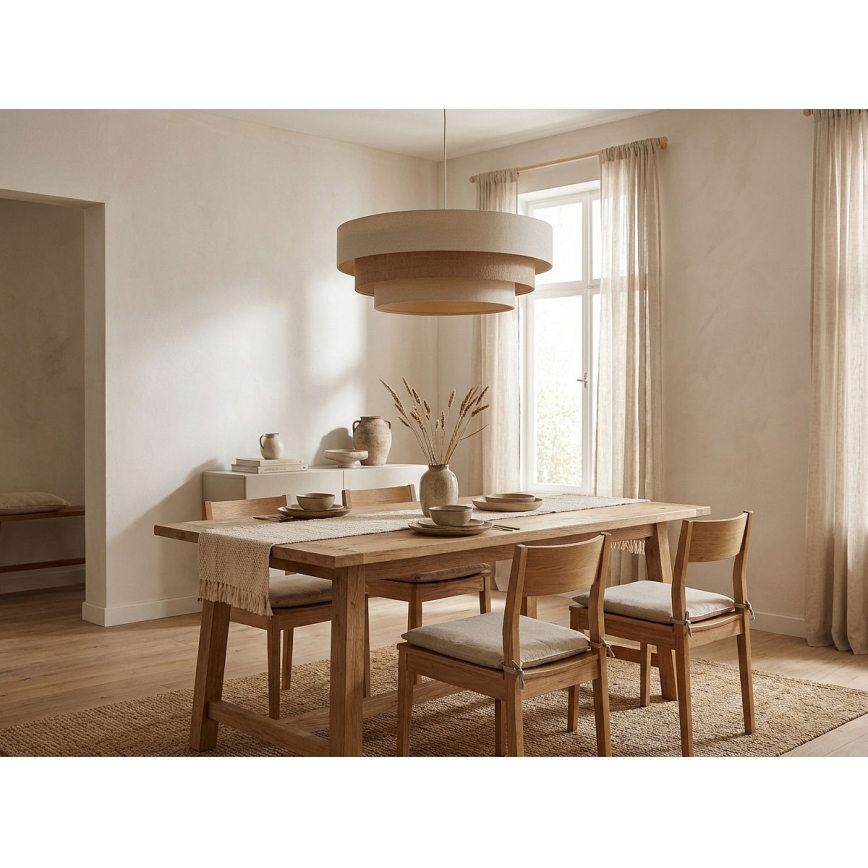 Lustră suspendată pe cablu TRINITI 1xE27/60W/230V, Ø 40 cm, crem/bej